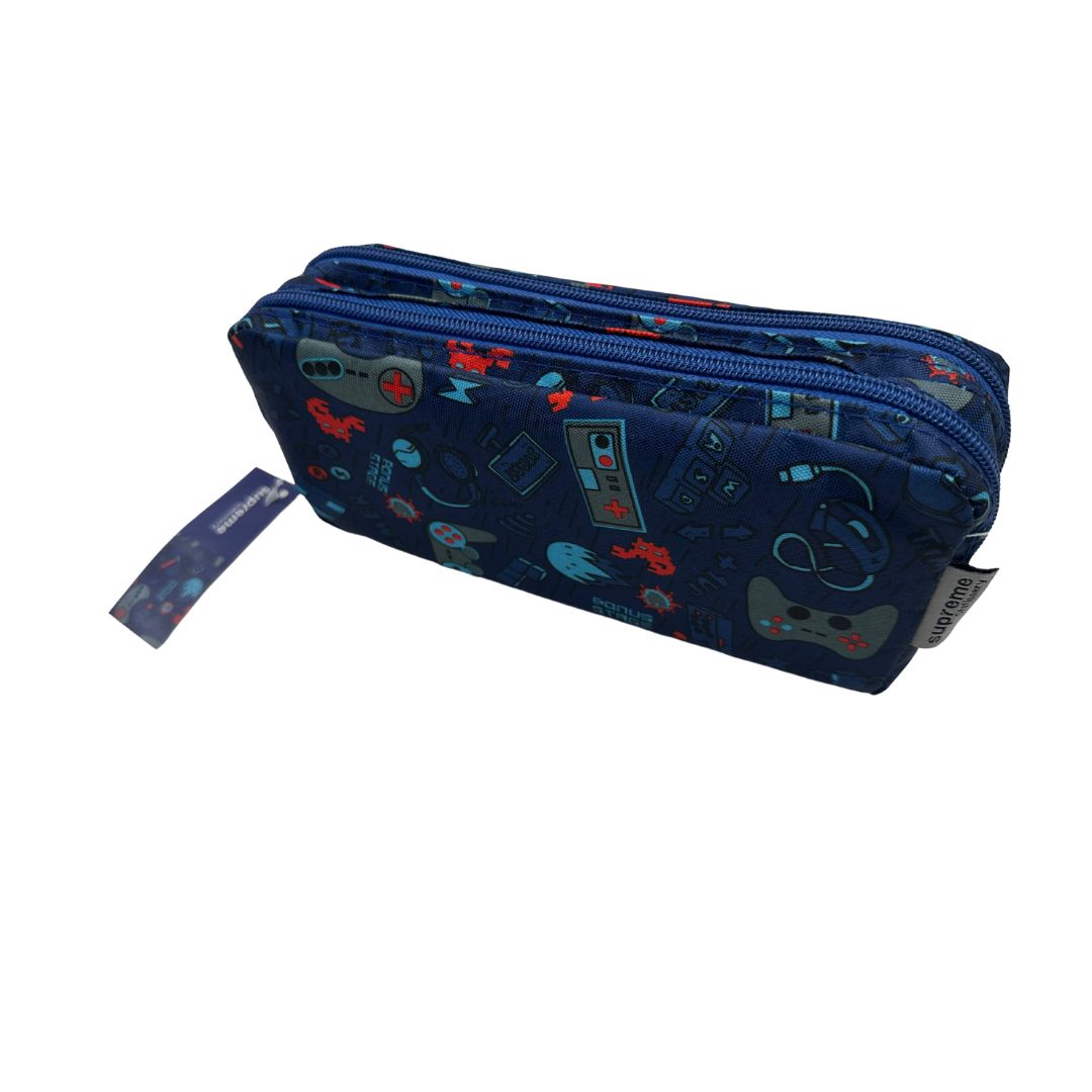 DOUBLE PENCIL CASE GAMING NAVY (PC-7451)